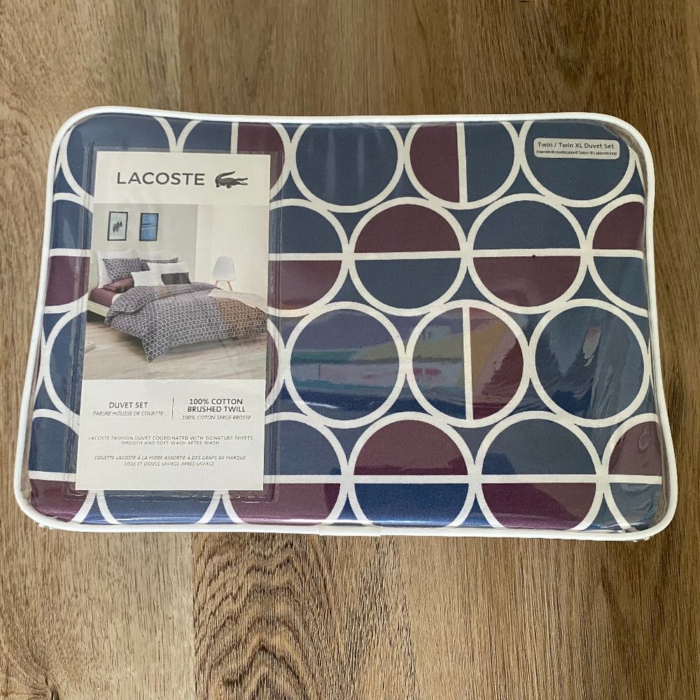 NWT Lacoste Brushed Twill Twin 2 Piece Duvet Set